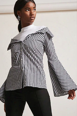 Gingham Bell Sleeve Shirt