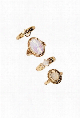 Iridescent Stone Ring Set