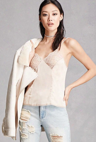 Lace-paneled Satin Cami