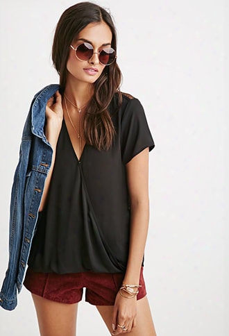 Lace-paneled Twist Surplice Top