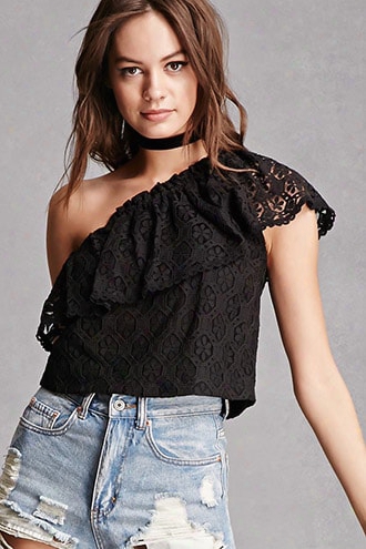 Lush One-shoulder Lace Top