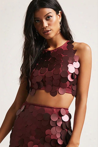 Motel Sequin Cropped Halter Top