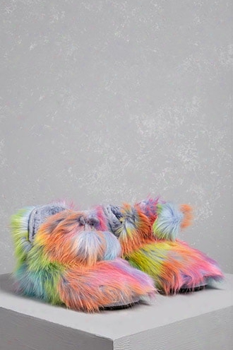 Muk Luks Fuzzy Rainbow Boots