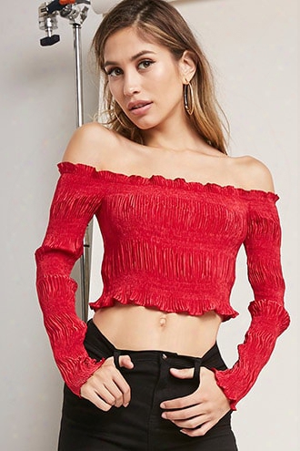 Off-the-shoulder Pleated Top