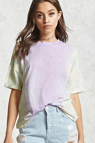 Open-shoulder Tie-dye Tee