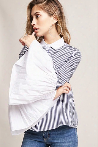 Pinstripe Bell-sleeve Shirt