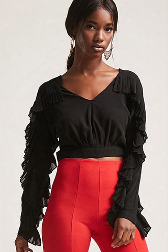 Pleated Flounce Crop Top