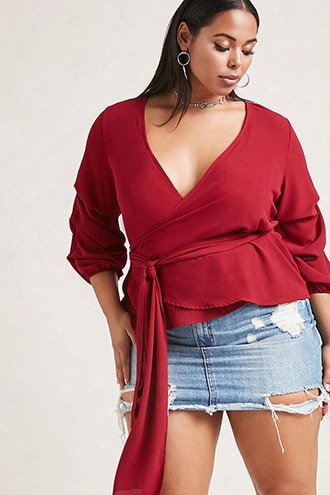 Plus Size Belted Wrap Top