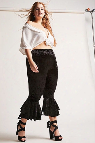 Plus Size Crushed Velvet Pants