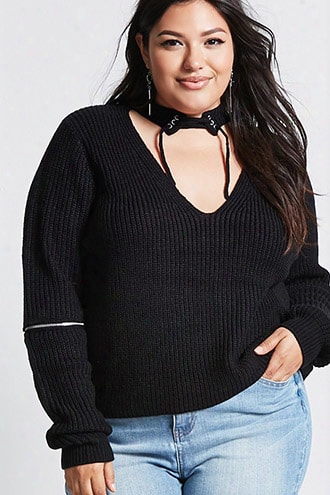 Plus Size Cutout Sweater