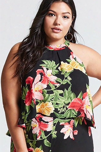 Plus Size Floral Crop Top