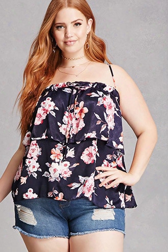 Plus Size Floral Flounce Cami