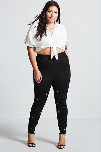 Plus Size Grommet Jeans