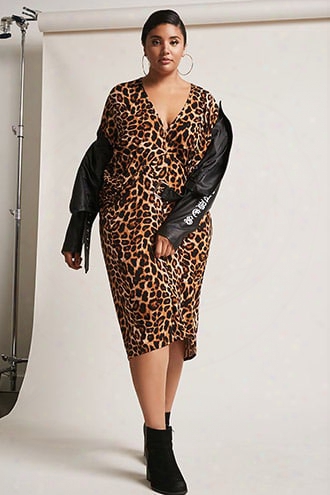 Plus Size Leopard Print Cocoon Dress