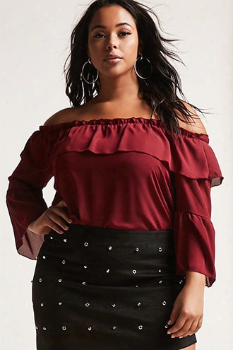 Plus Size Off-the-shoulder Ruffle Top