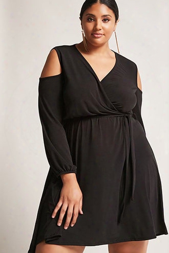 Plus Size Pink Clove Open-shoulder Dress