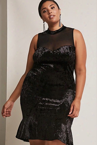 Plus Size Ruffled Velvet Dress