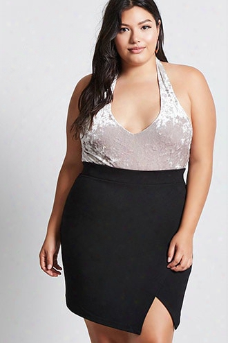 Plus Size Velvet Bodysuit