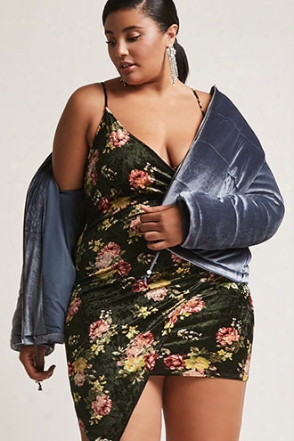 Plus Size Velvet Floral Dress