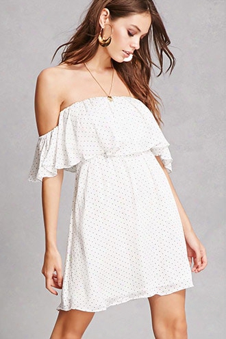 Polka Dot Off-the-shoulder Dress