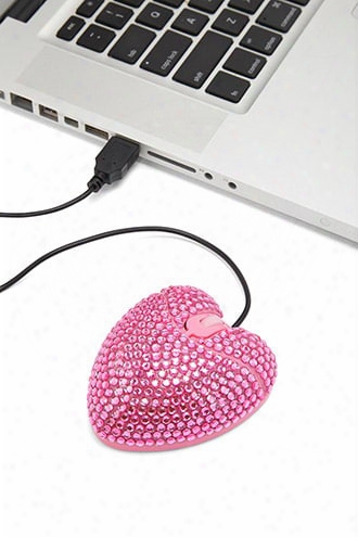 Rhinestone Heart Usb Mouse