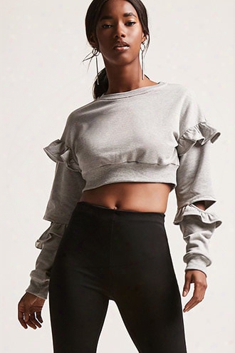 Ruffle-trim Cropped Sweatshirt