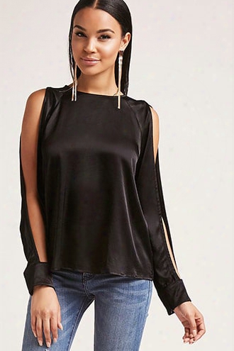 Satin Open-sleeve Top