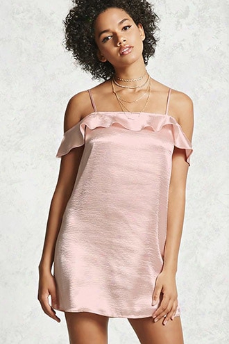 Satin Ruffle Slip Dress