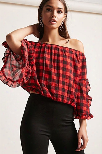 Semi-sheer Gingham Top