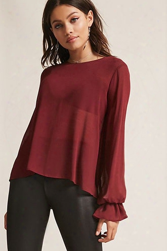 Sheer Trumpet-sleeve Top