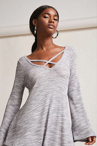Strappy Marled Waffle Knit Top