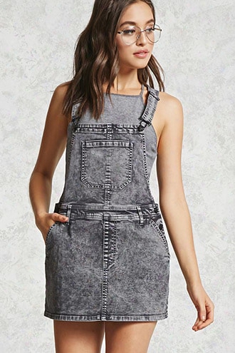 Acid Wash Overall Dress