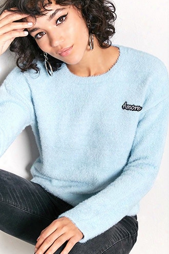 Amore Patch Brushed-knit Sweater