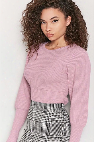 Balloon-sleeve Sweater-knit Top