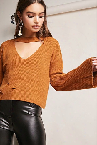 Bell-sleeve Cutout Sweater