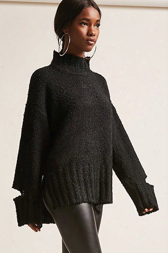 Boucle Knit Mock Neck Sweater