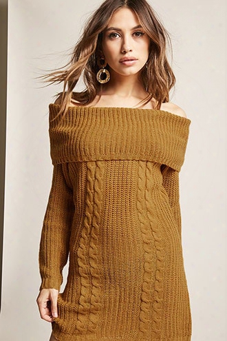 Cable Knit Off-the-shoulder Dress