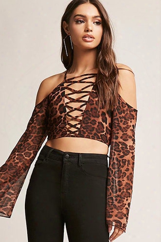 Caged Leopard Print Crop Top