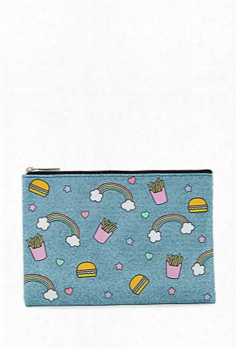 Cheeseburger Print Makeup Pouch