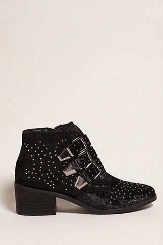 Coolway Stud Velvet Ankle Boots