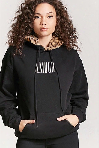 Faux Fur Amour Graphic Hoodie
