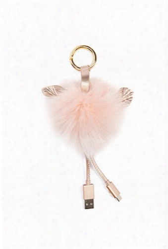 Faux Fur Charger Cable Keychain