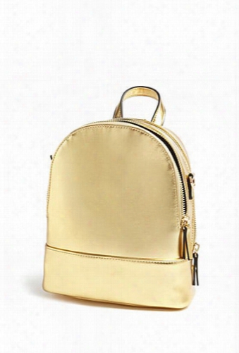 Faux Leather Mini Metallic Backpack