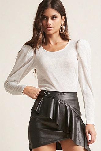 Faux Leather Ruffled Mini Skirt