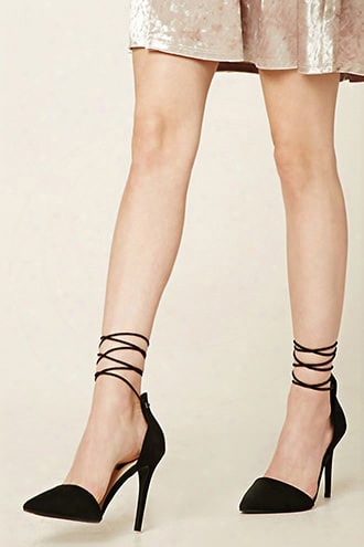 Faux Suede Ankle-wrap Heels