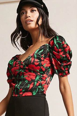 Floral Surplice Crop Top