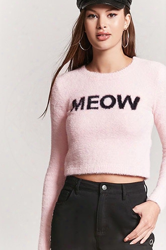 Fuzzy Knit Meow Graphic Top