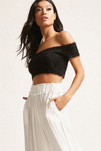 Fuzzy Off-the-shoulder Crop Top