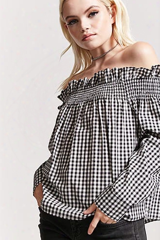 Gingham Off-the-shoulder Top