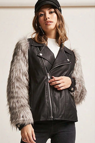 Goldie London Faux Fur Moto Jacket